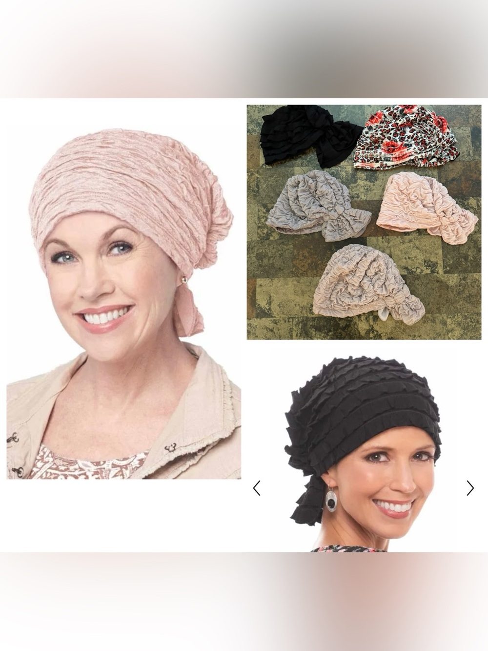 Headcovers Textured & Ruffled 5 Chemo Cancer Scarf Beanie Slip-On Scarf